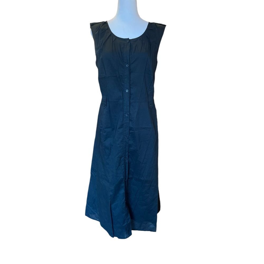 Old Navy Sleeveless Button Down Maxi Dress Black Cotton Womens Size Large
